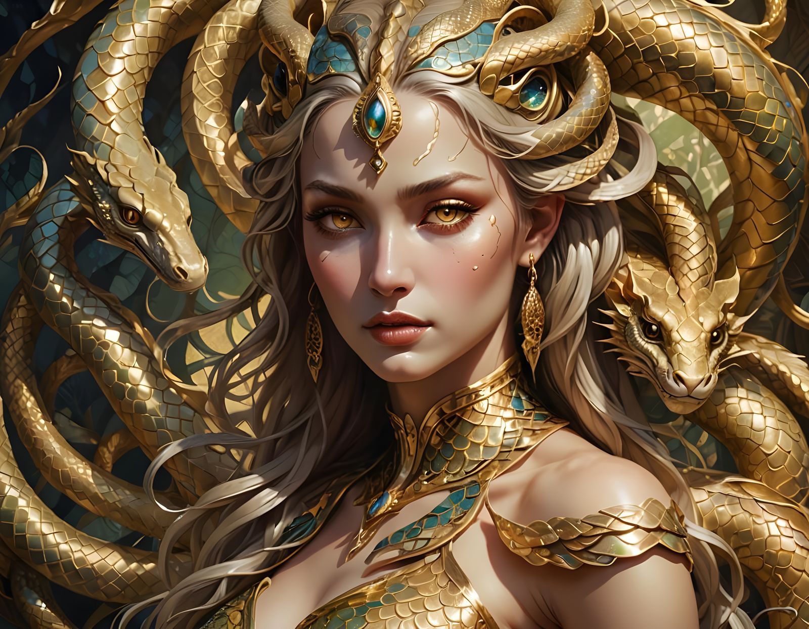 Serpentine Goddess in Elegant Repose