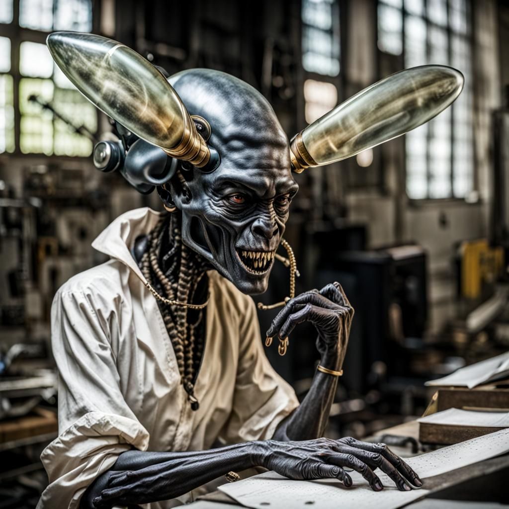 Surreal Alien Restaurant Celebration in Magical Realism