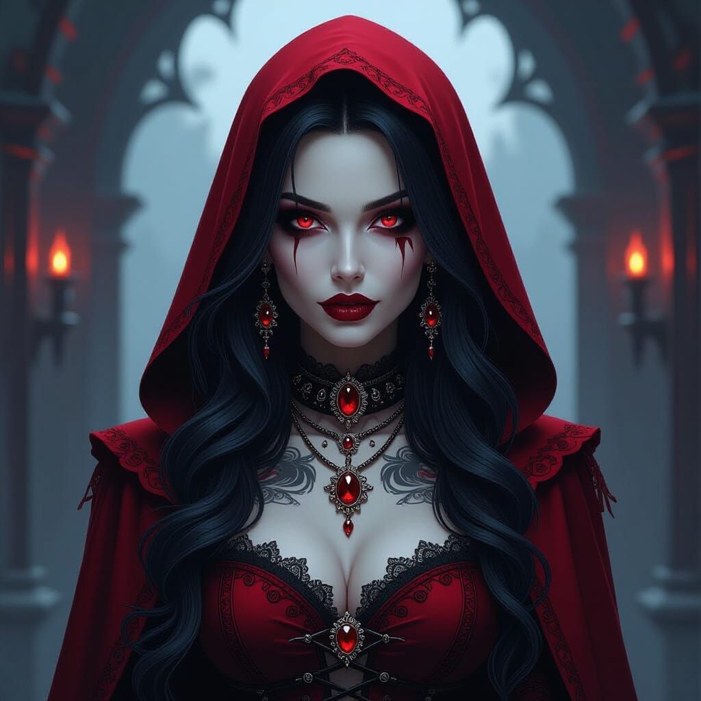 Adult Red Riding Hood as a Gothic Vampire