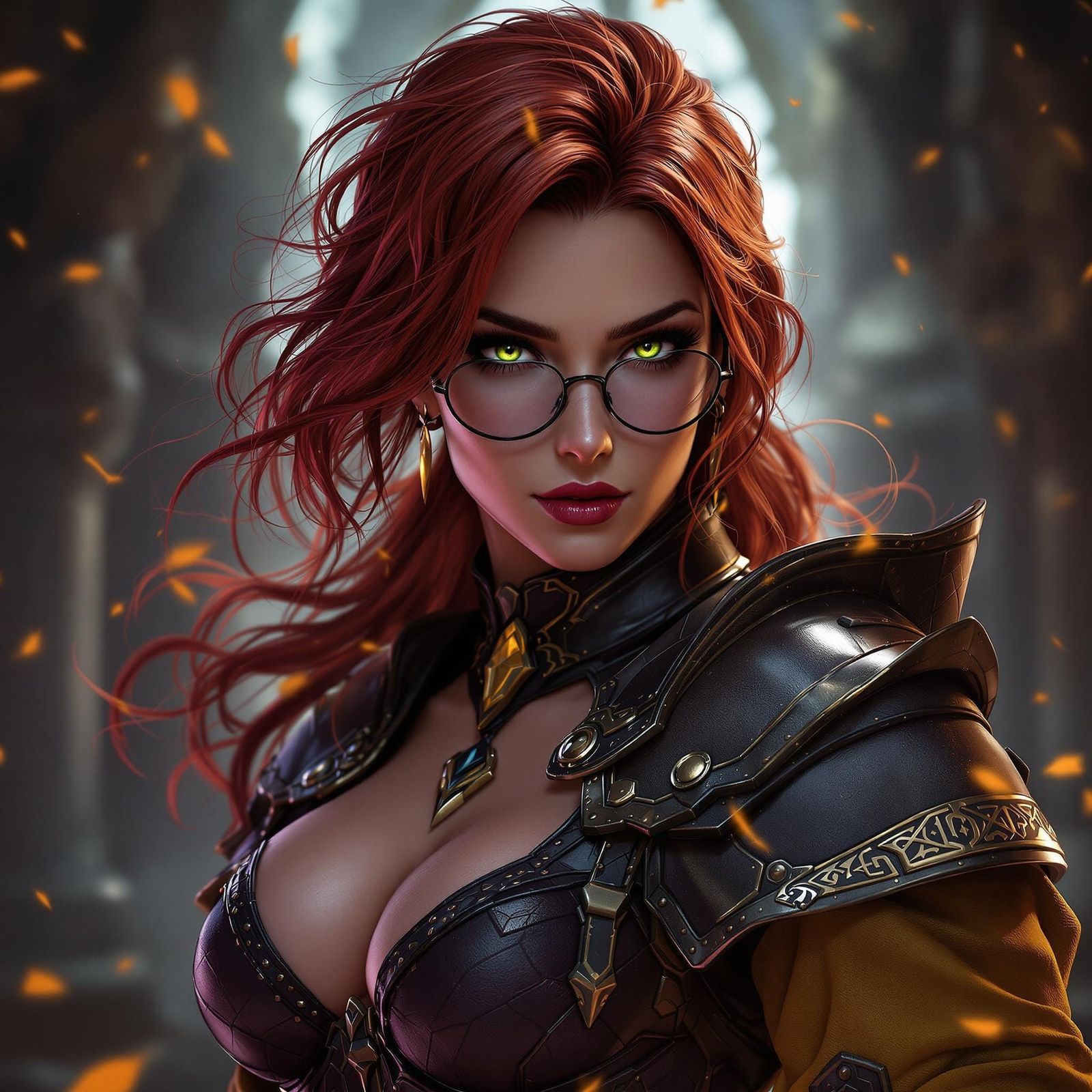 Red-Haired Warrior Woman in Dark Fantasy Style
