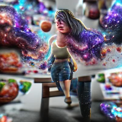 Girl with Universe Inside: 3D Galaxy Render