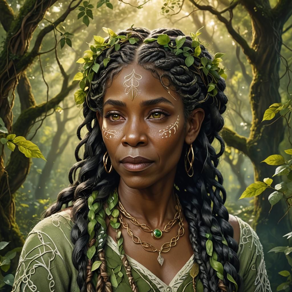 Wood Elf Portrait in Lush Forest Glade