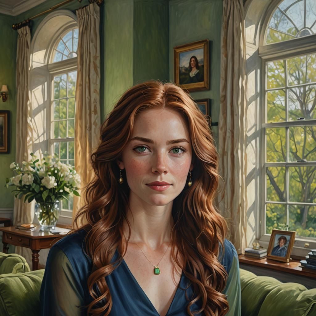 Hyper-Realistic Portrait of a Woman with Auburn Hair