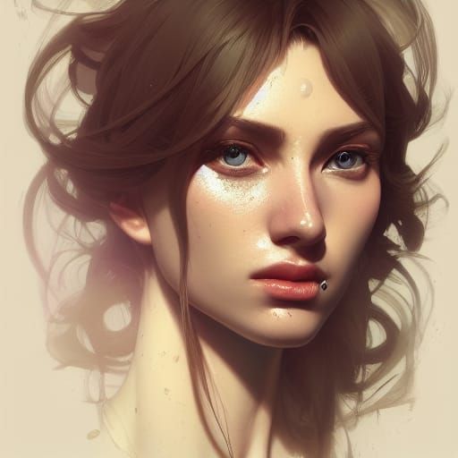 Detailed Portrait in Art Nouveau Style