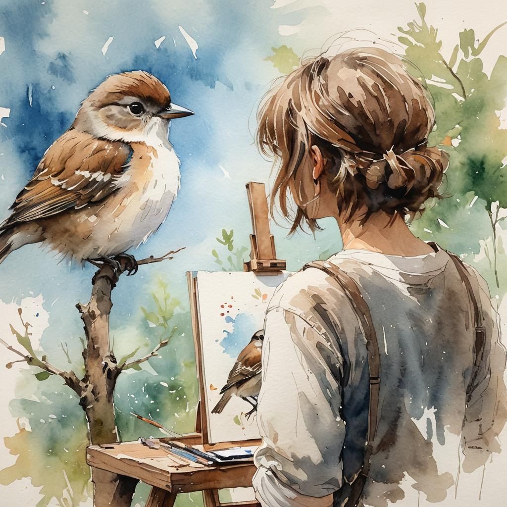 Sketchy watercolor painting