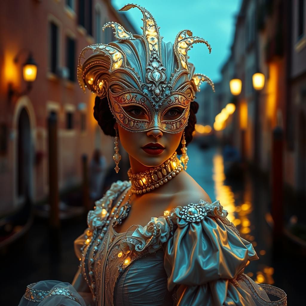 Iridescent Mother of Pearl Mask in Venice