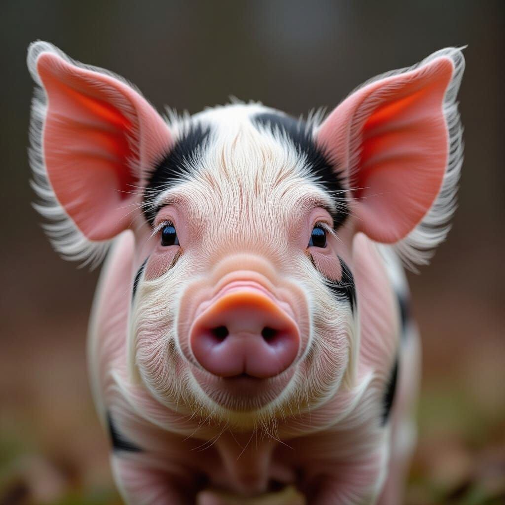 Hyperrealistic Brush-Eared Pig Face