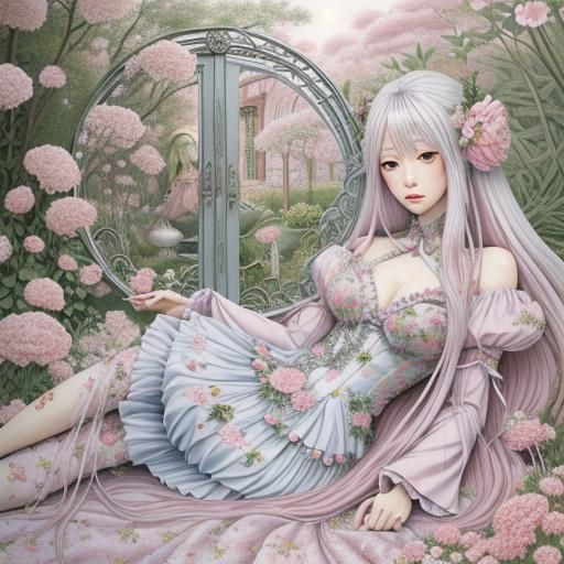 Fairy Lounging in Garden in Pop Surrealism Style