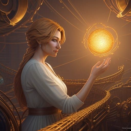 Mother in Warm Golden Hues Digital Art