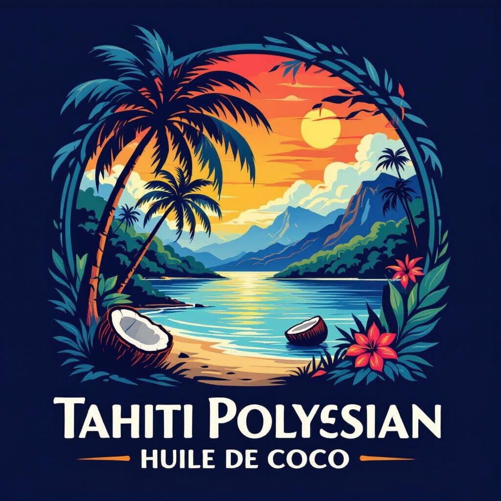 Polynesian Logo Design for Tahiti Huile de Coco