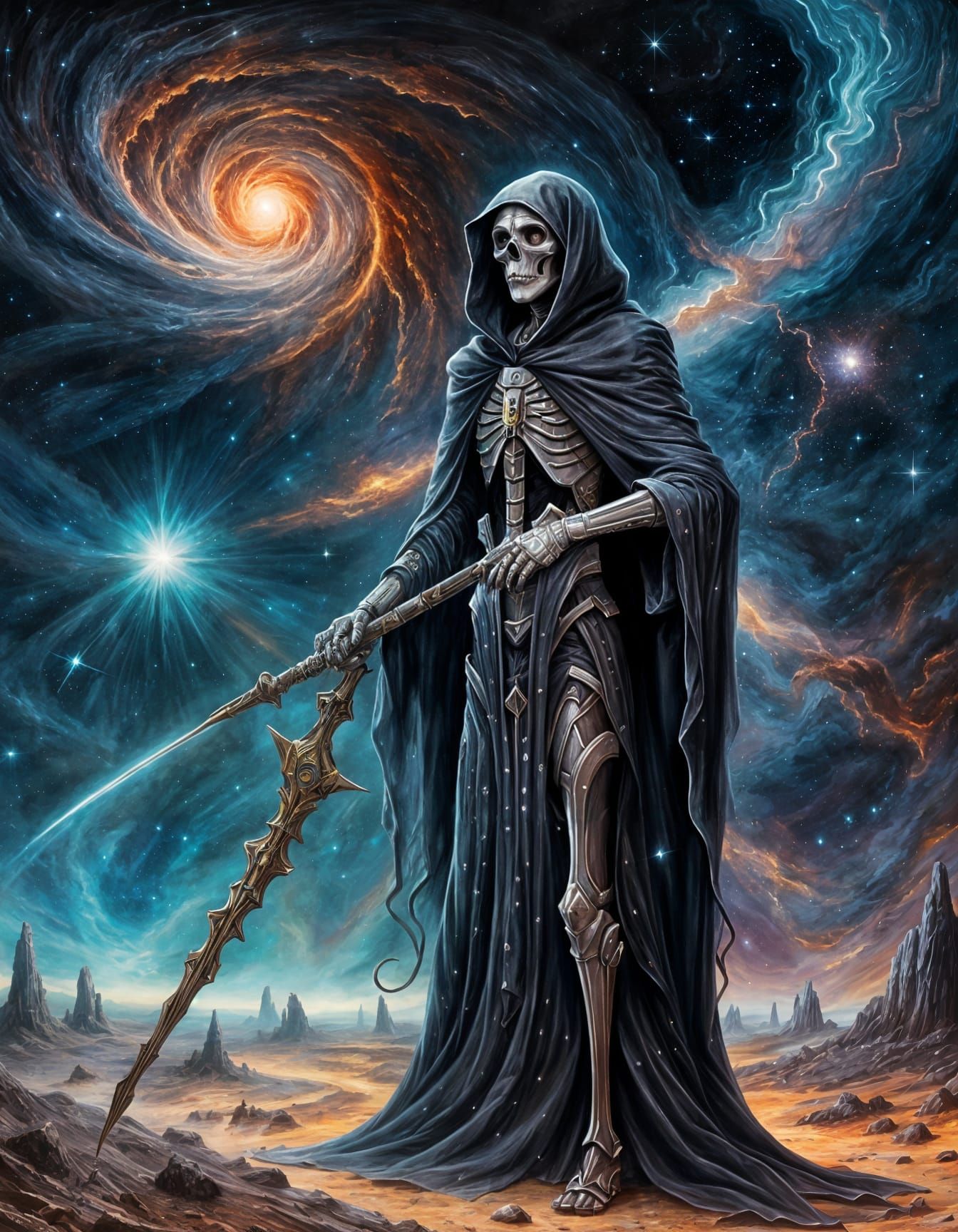 Grim Reaper Portrait with Galactic Centre Backdrop