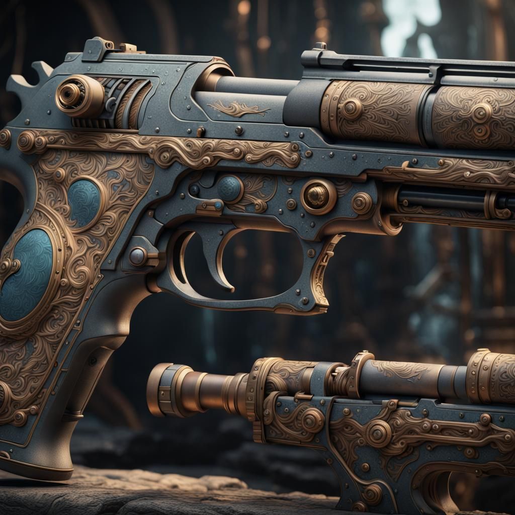 Detailed Gun Matte Painting in Deep Color