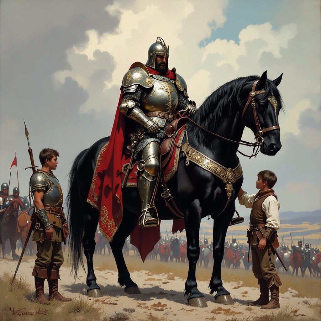 Arthurian King Ready for Battle, Fantasy Art