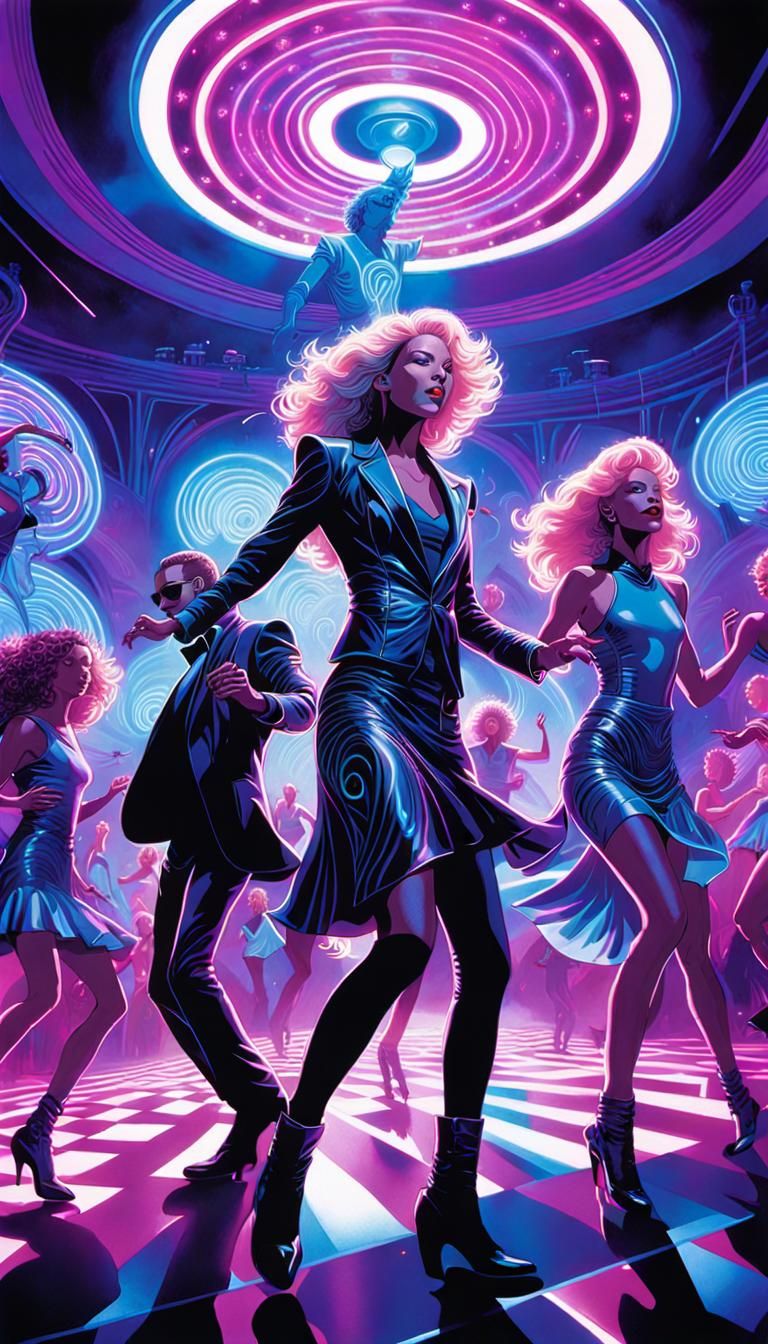 Surreal Creatures Dancing in Dreamlike Nightclub