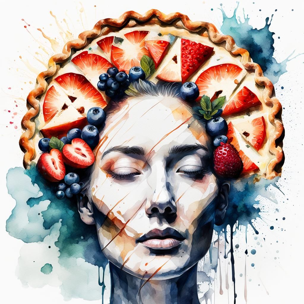 Surreal Pie Face Double Exposure Splash Art
