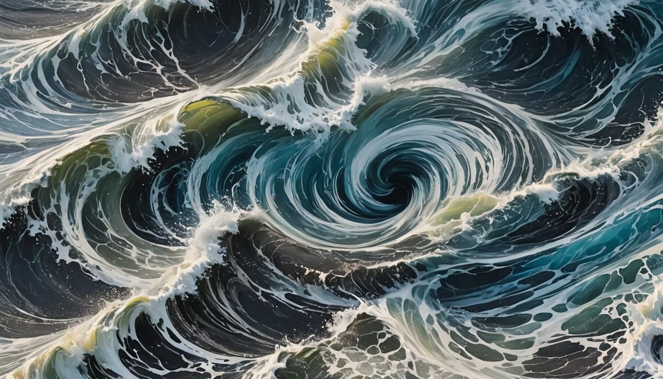 Chaotic Whirlpool: An Abstract Expressionist Seascape