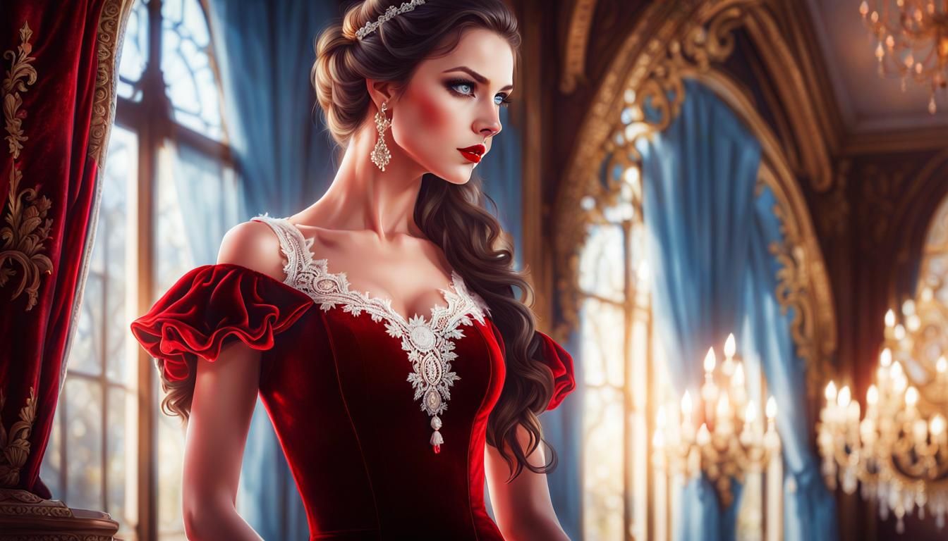 Ethereal Vampire Lady in Ink and Watercolor Wash