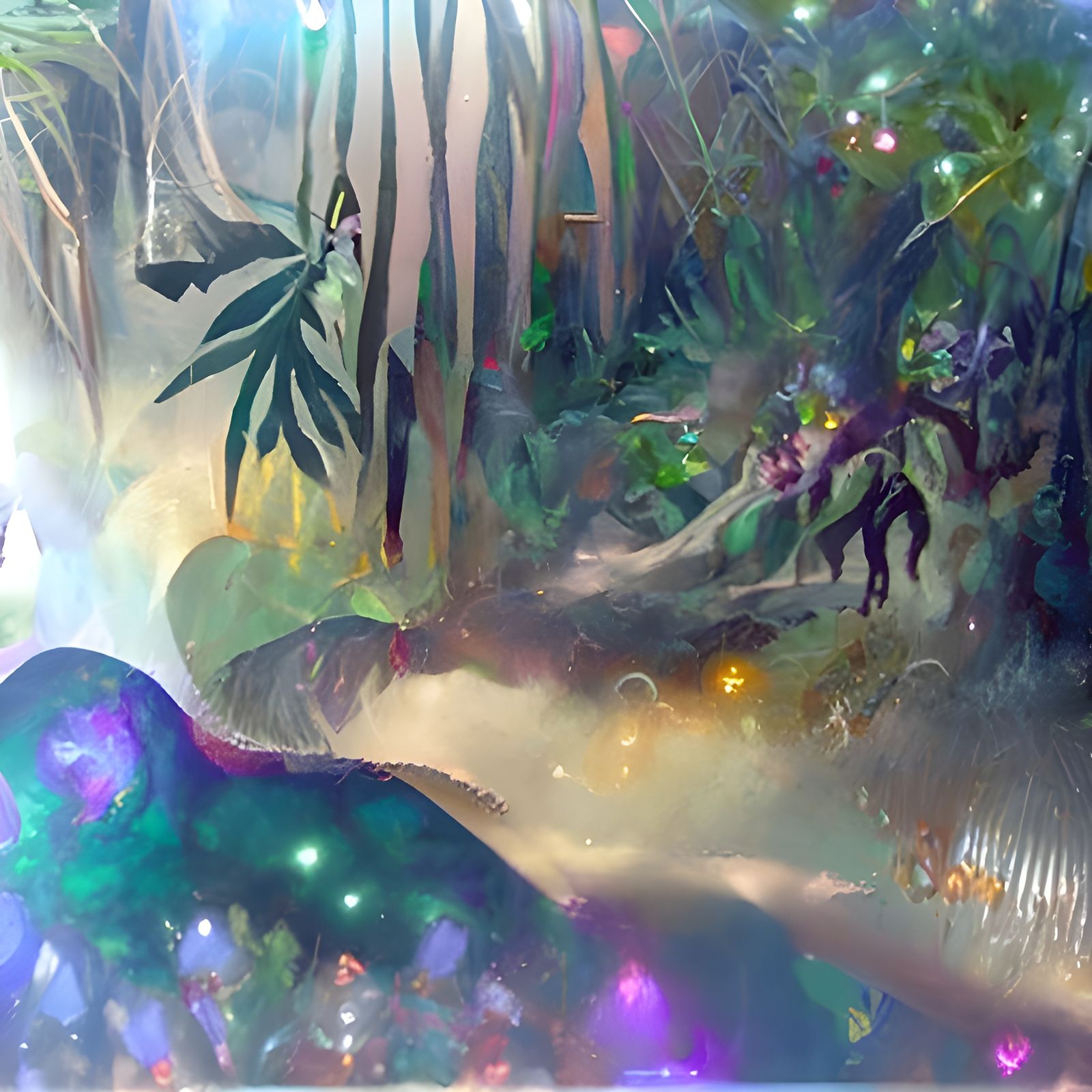 Lush Jungle Scene in Astral Cosmic Illustration Style