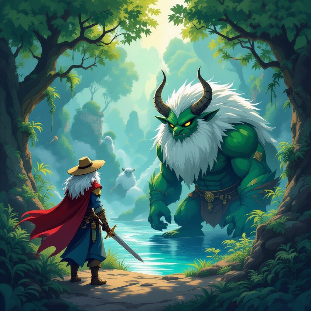 Fantasy Adventurers and Monsters in Whimsical Style