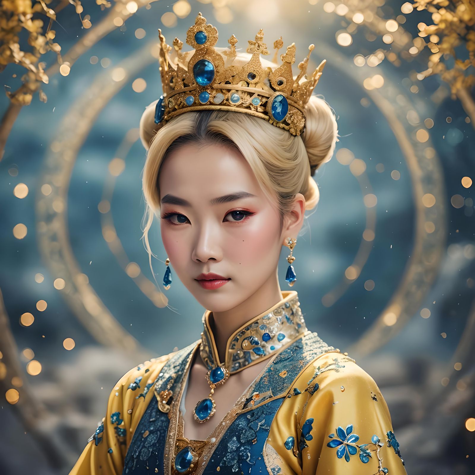 Ancient Chinese Queen in Diamond Dress Portrait
