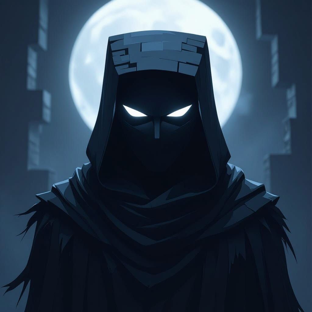 Dark Fantasy Minecraft Player with White Eyes Concept Art