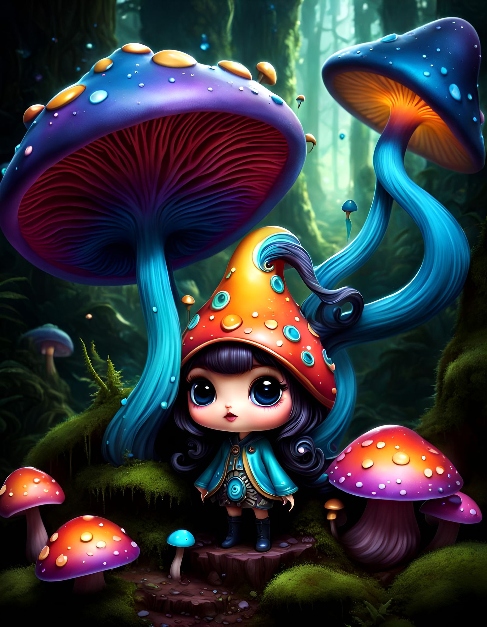 Adorable Mushroom Outer-God in Pop-Surrealist Style