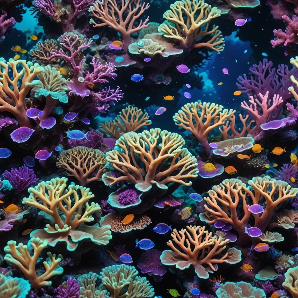 Bioluminescent Alien Coral Reef in Film Still