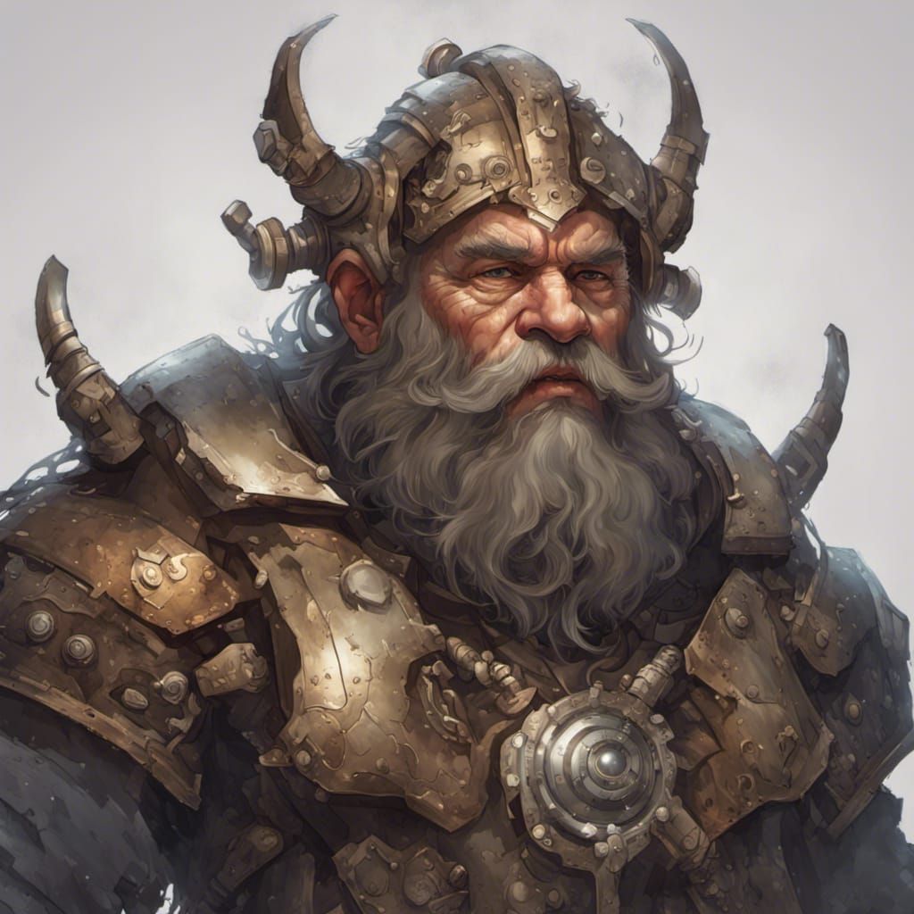 Dwarf Robot Portrait: Medieval Meets Technology and Magic