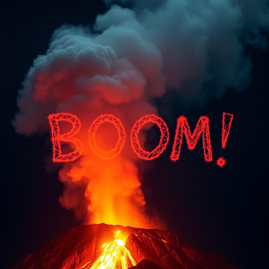 Volcanic Smoke Forms "Boom!" Typography