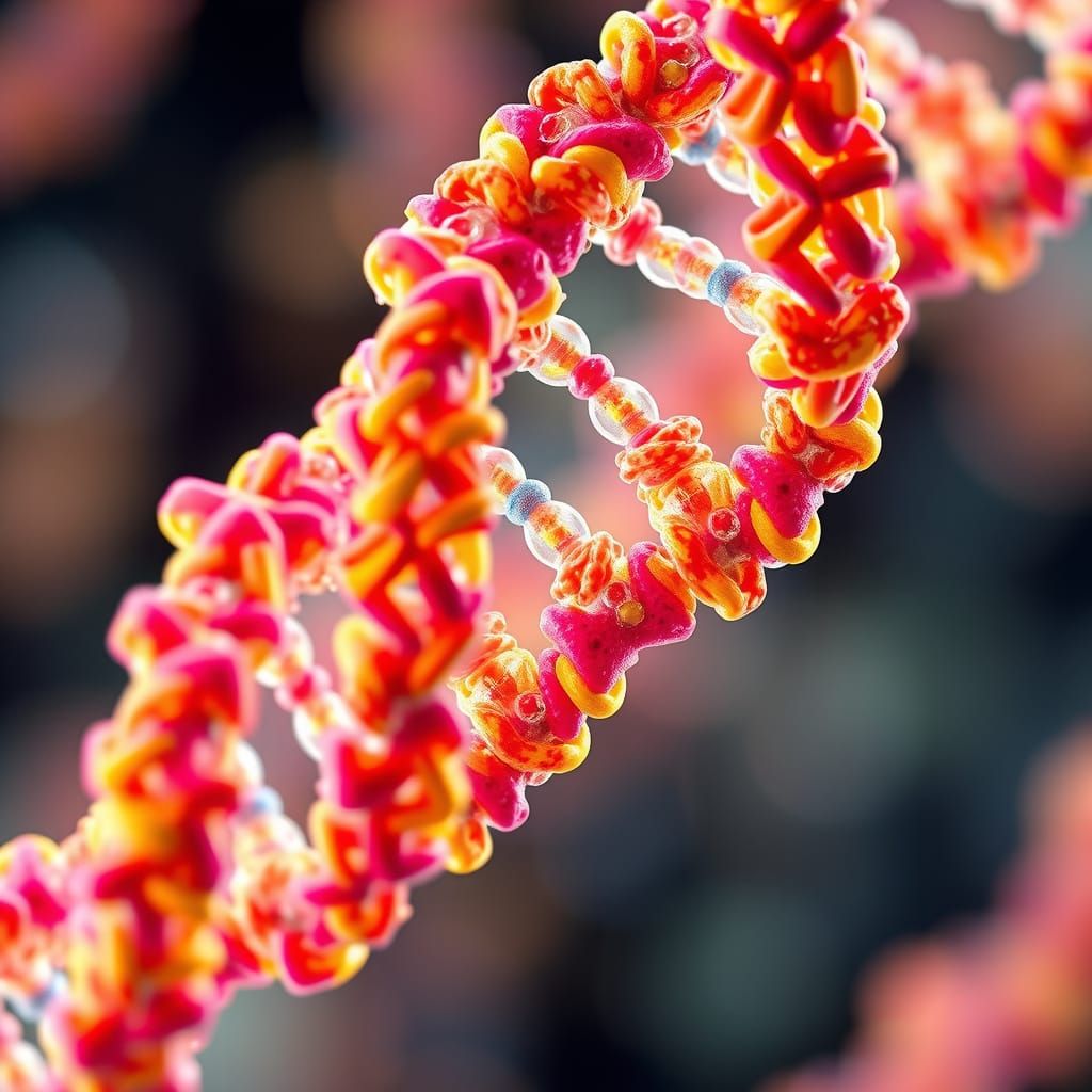 Intricate DNA Cluster in Hyper Realistic Color