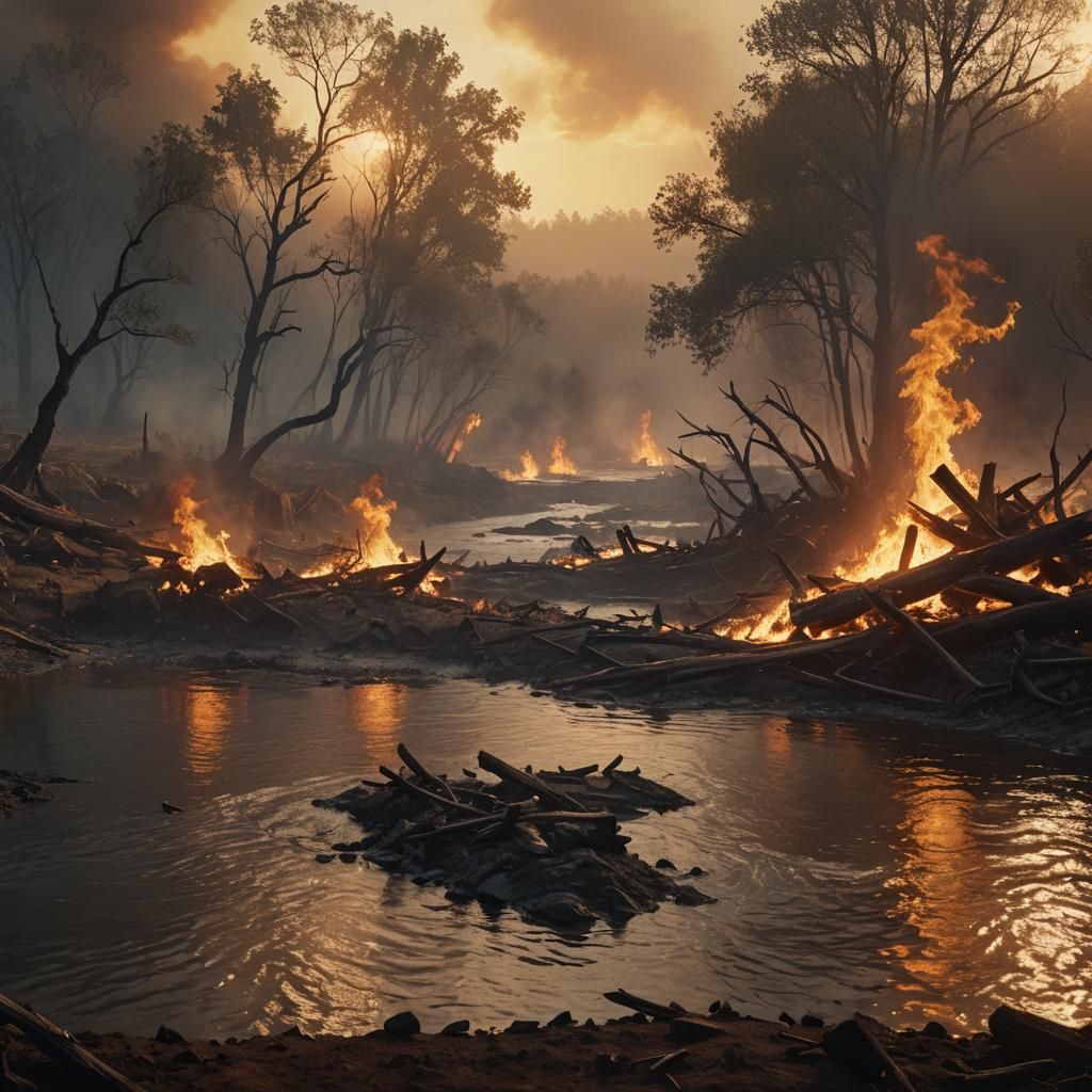 Cinematic Firestorm Digital Matte Painting
