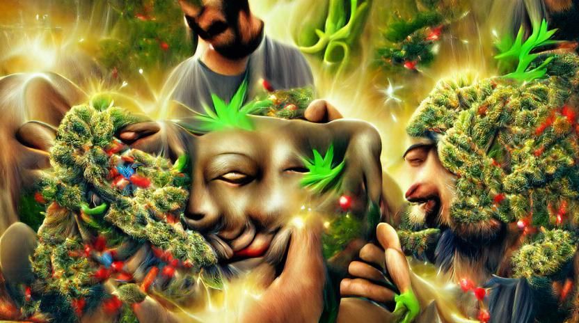 Psychedelic Cannabis Leaf Abstract Art