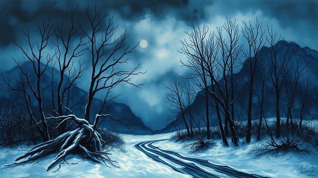 Ethereal Winter Landscape in Alcohol Ink