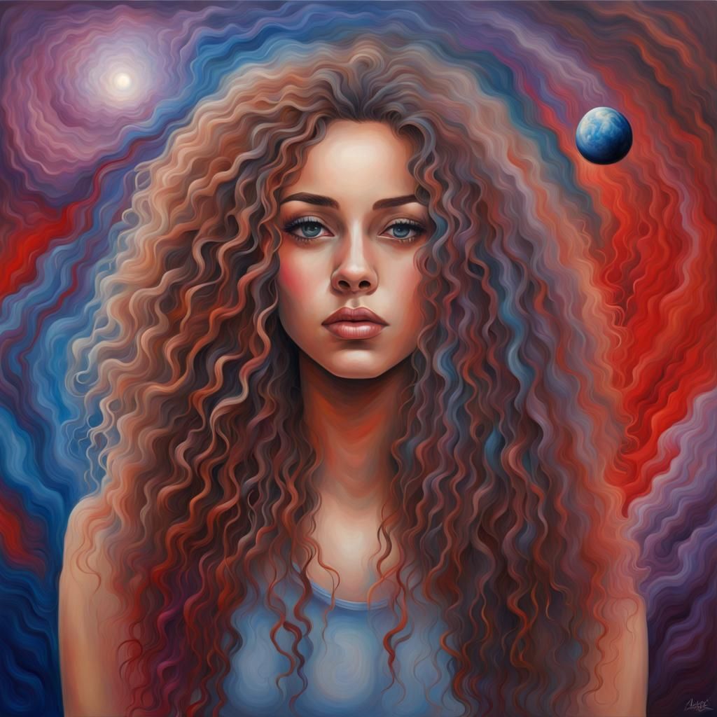 Abstract Portrait of a Woman in a Surreal Landscape