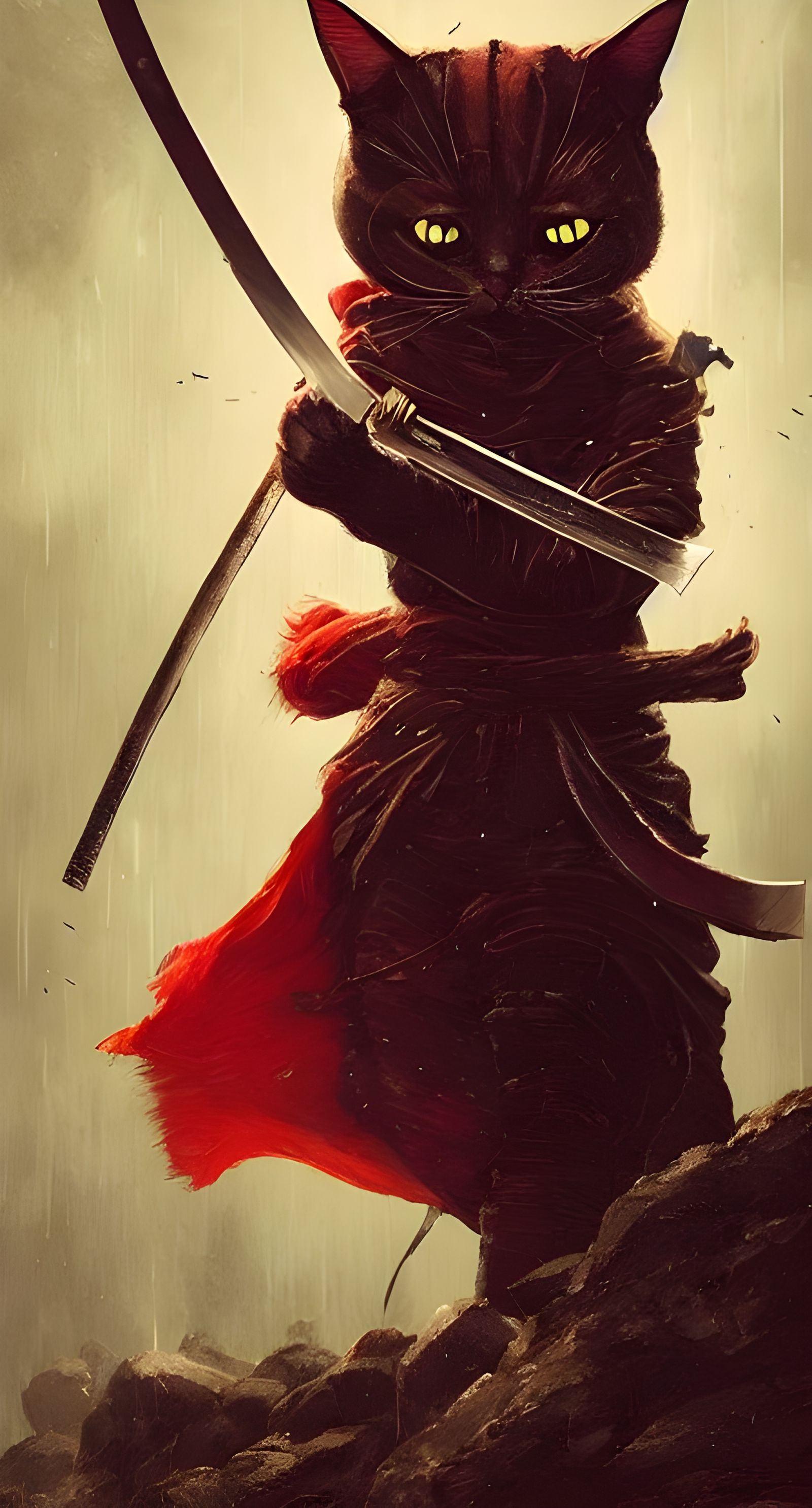 Cat Samurai in Detailed Fantasy Art Style