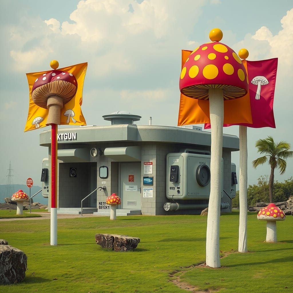 Mushroom Flags Over Chewing Gum Bakery