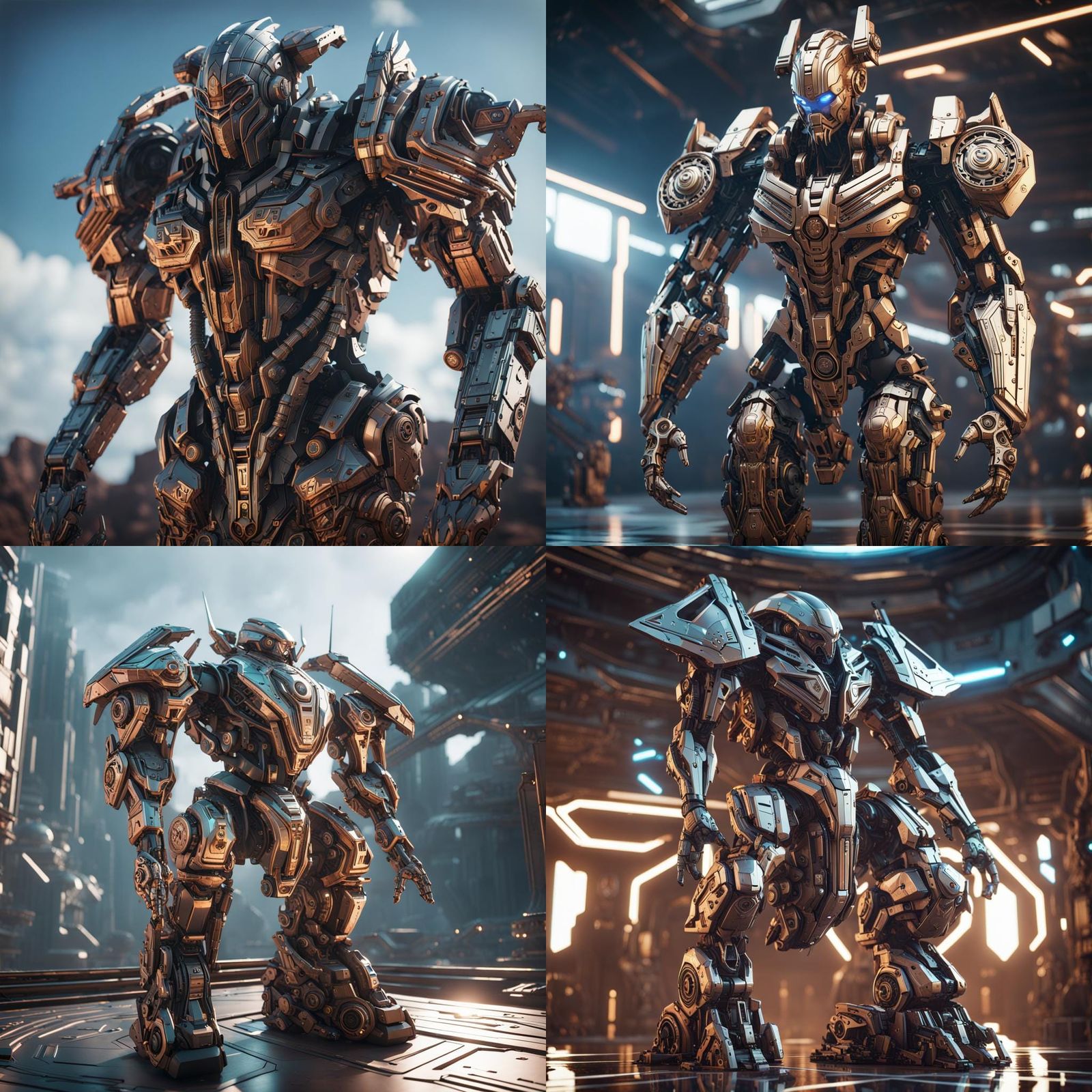 Cyberpunk Greek Gods with Intricate Mech Details