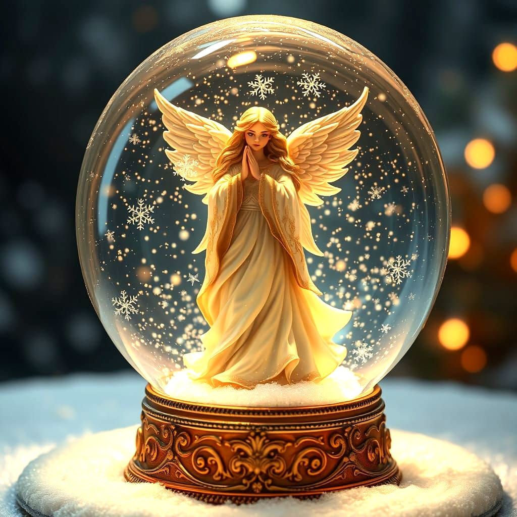 Sparkling Angel Snow Scene in a Glass Globe