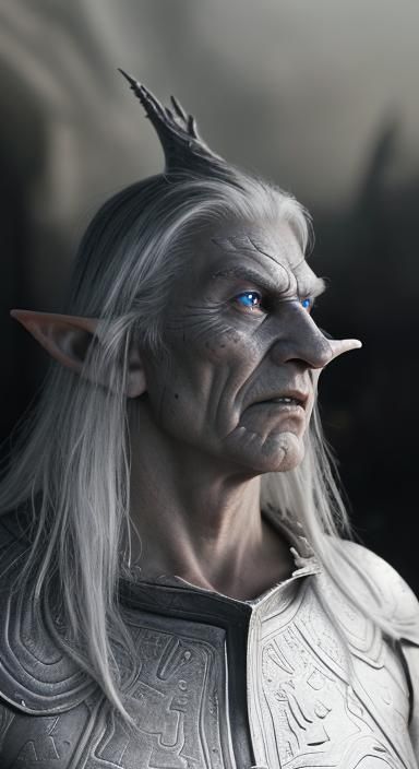 Detailed Elf Warrior Portrait in Giger Style