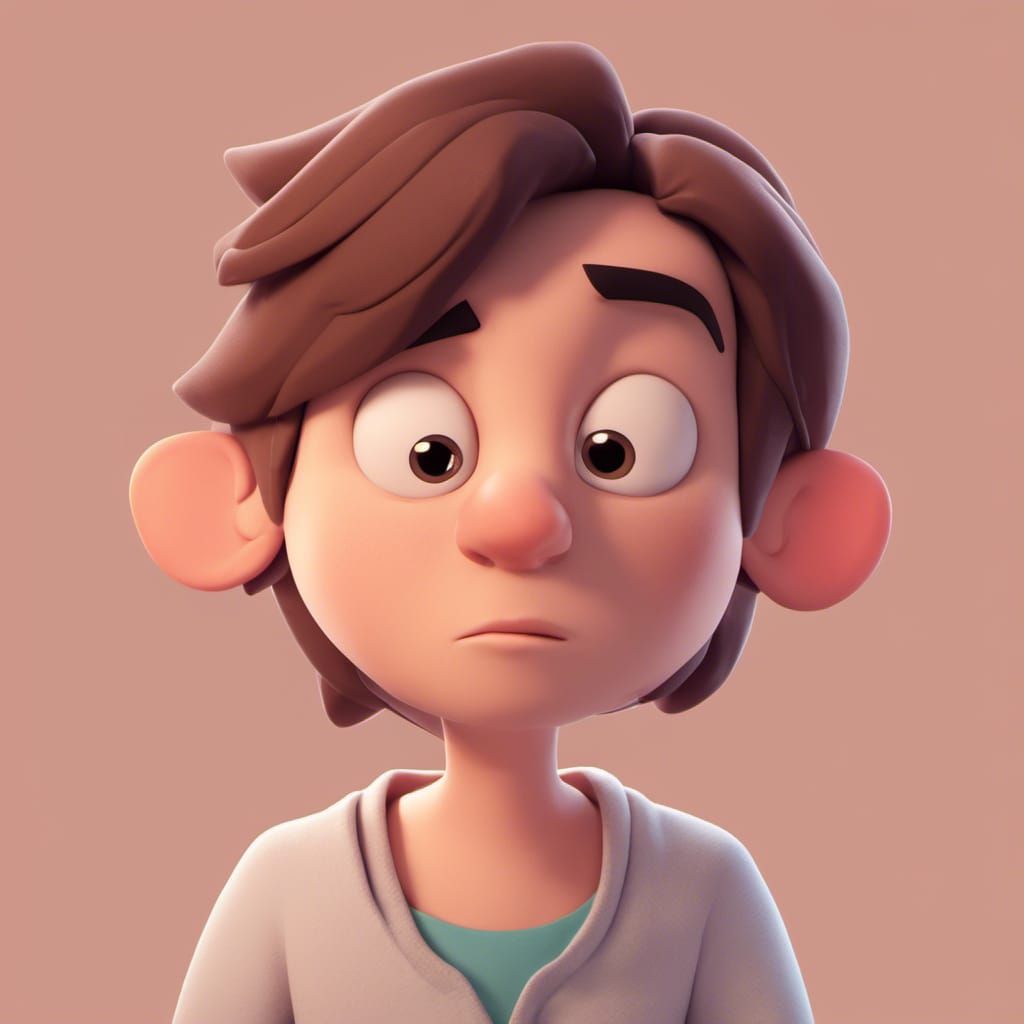 Tired Boy with Dark Circles in 2D Animation Style