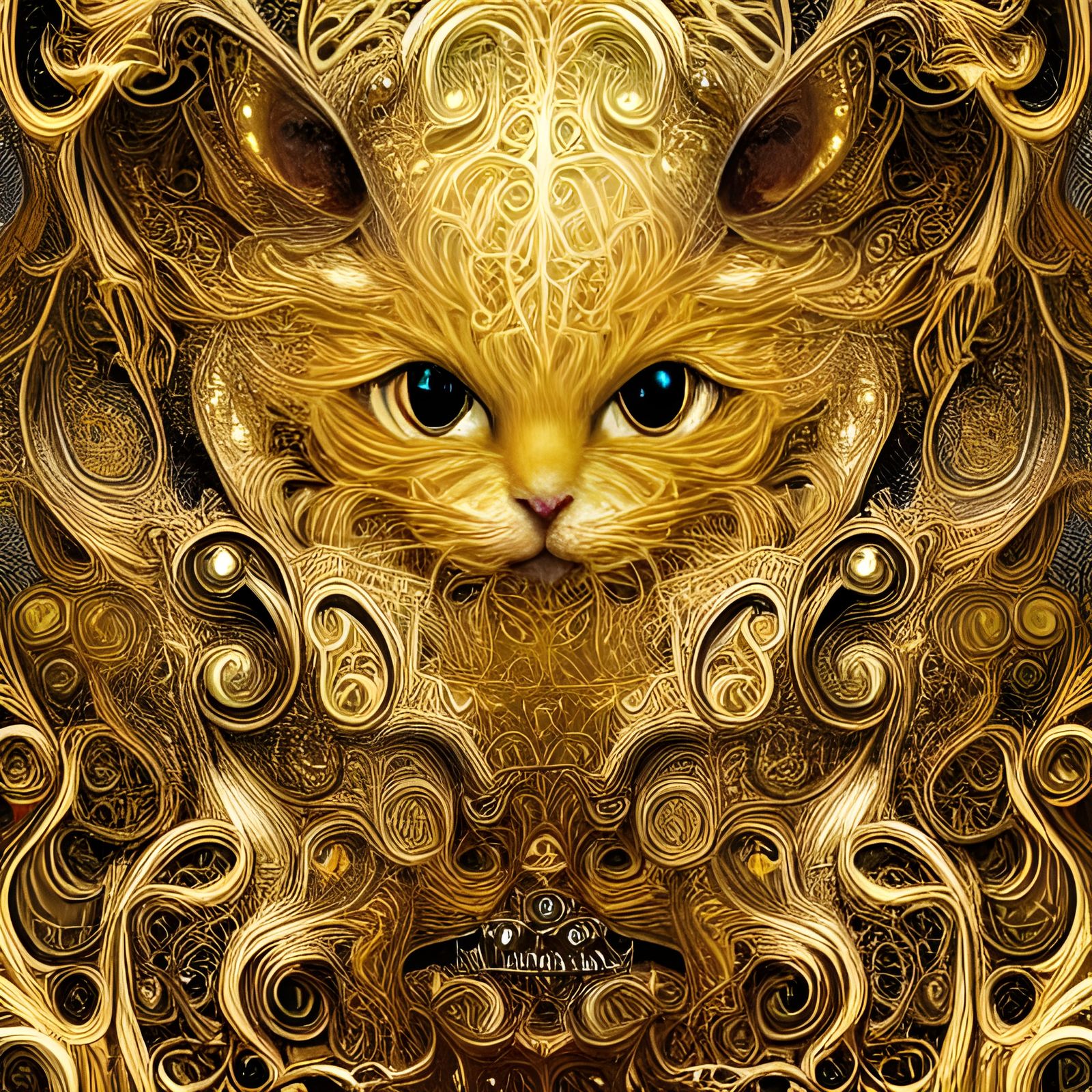 Magical Gold Filigree Cat Deity