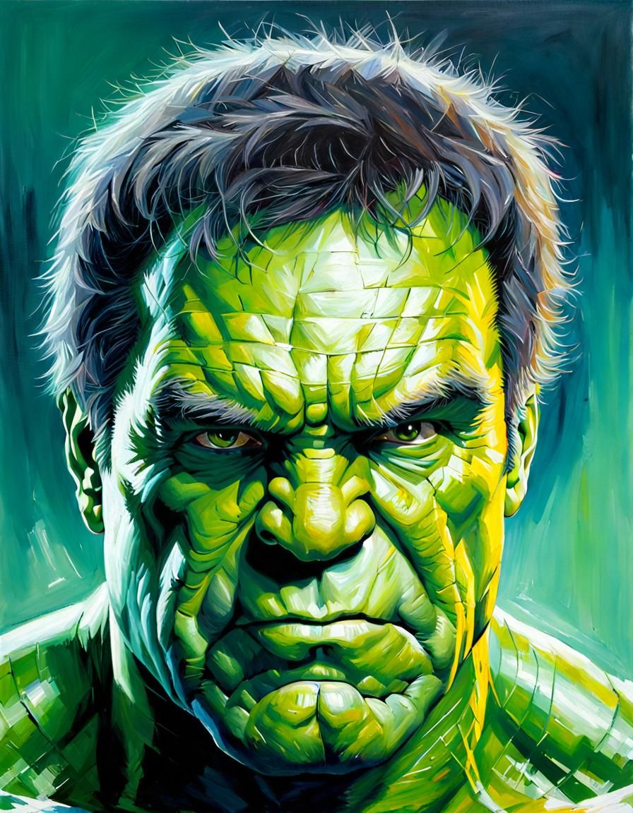 Robin Williams as the Hulk in Oil Painting