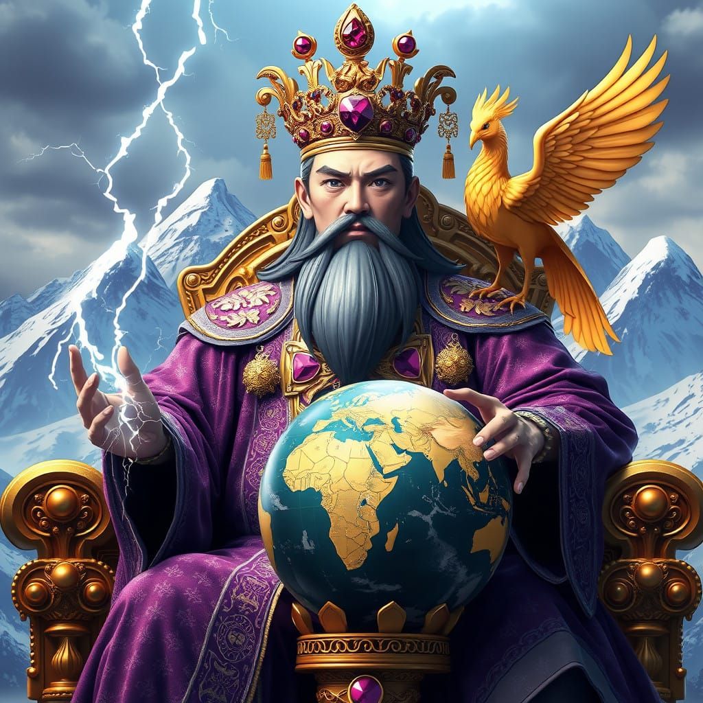 Majestic Emperor Reigns Supreme in Golden Throne