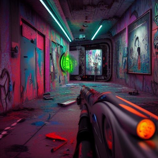 Zombiecore Cyberpunk Horror in Retrofuturism Style