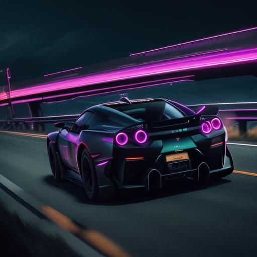 Cyberpunk Hypercar Race on Mountain Highway