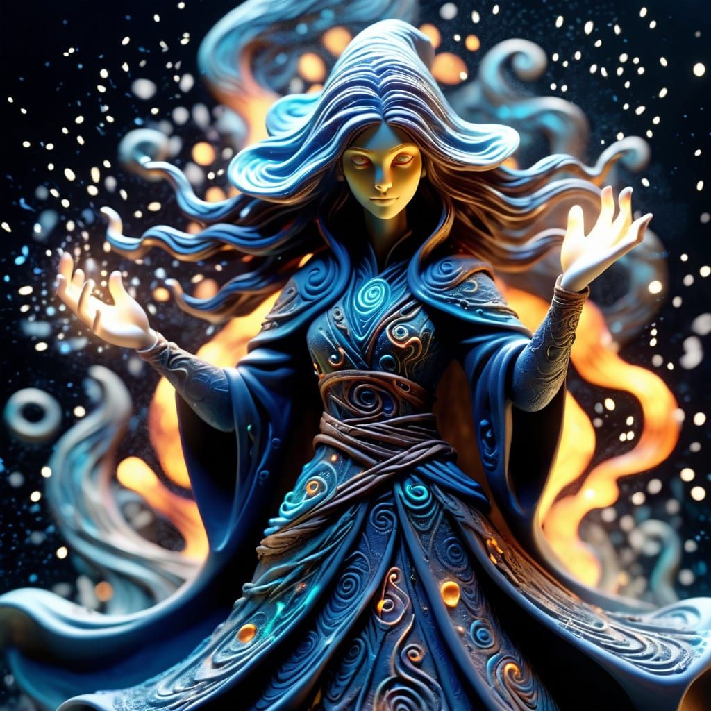 Clay Sorceress in a Storm of Texture Spirits