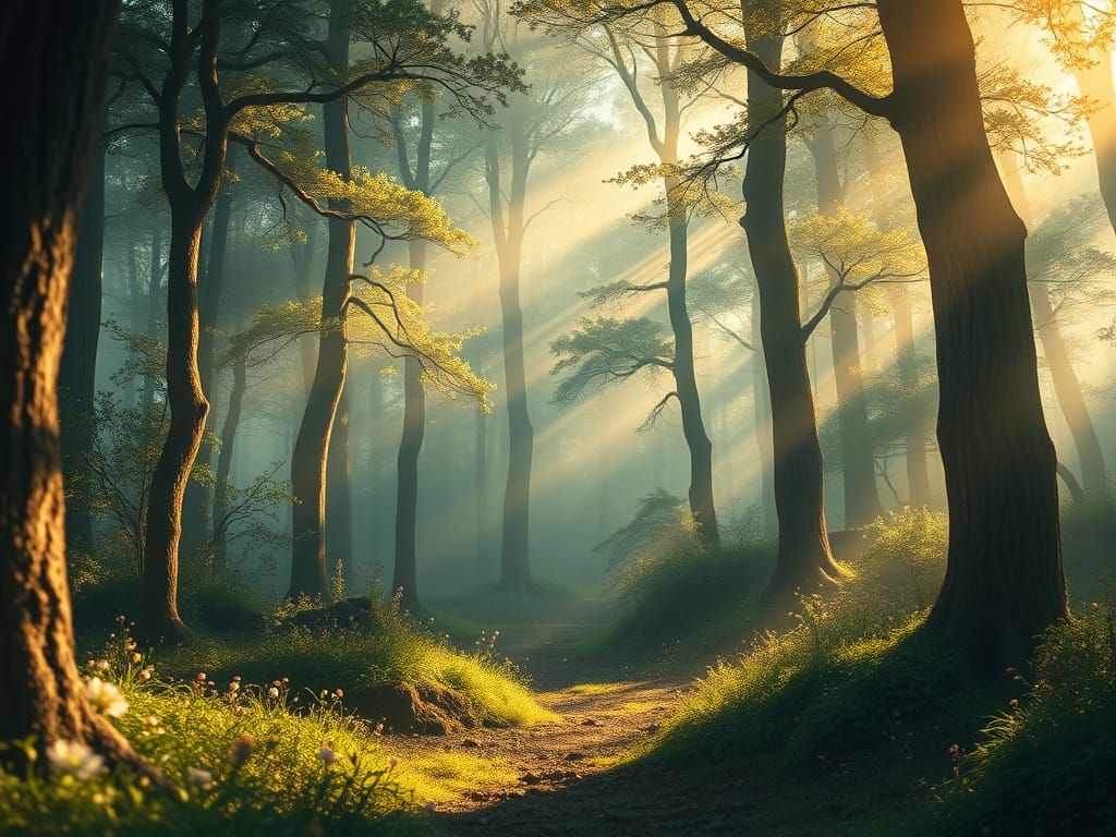 Whimsical Forest Scene in Digital Art Style