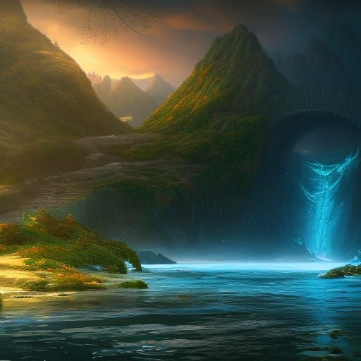 Serene Waters in Detailed Matte Painting