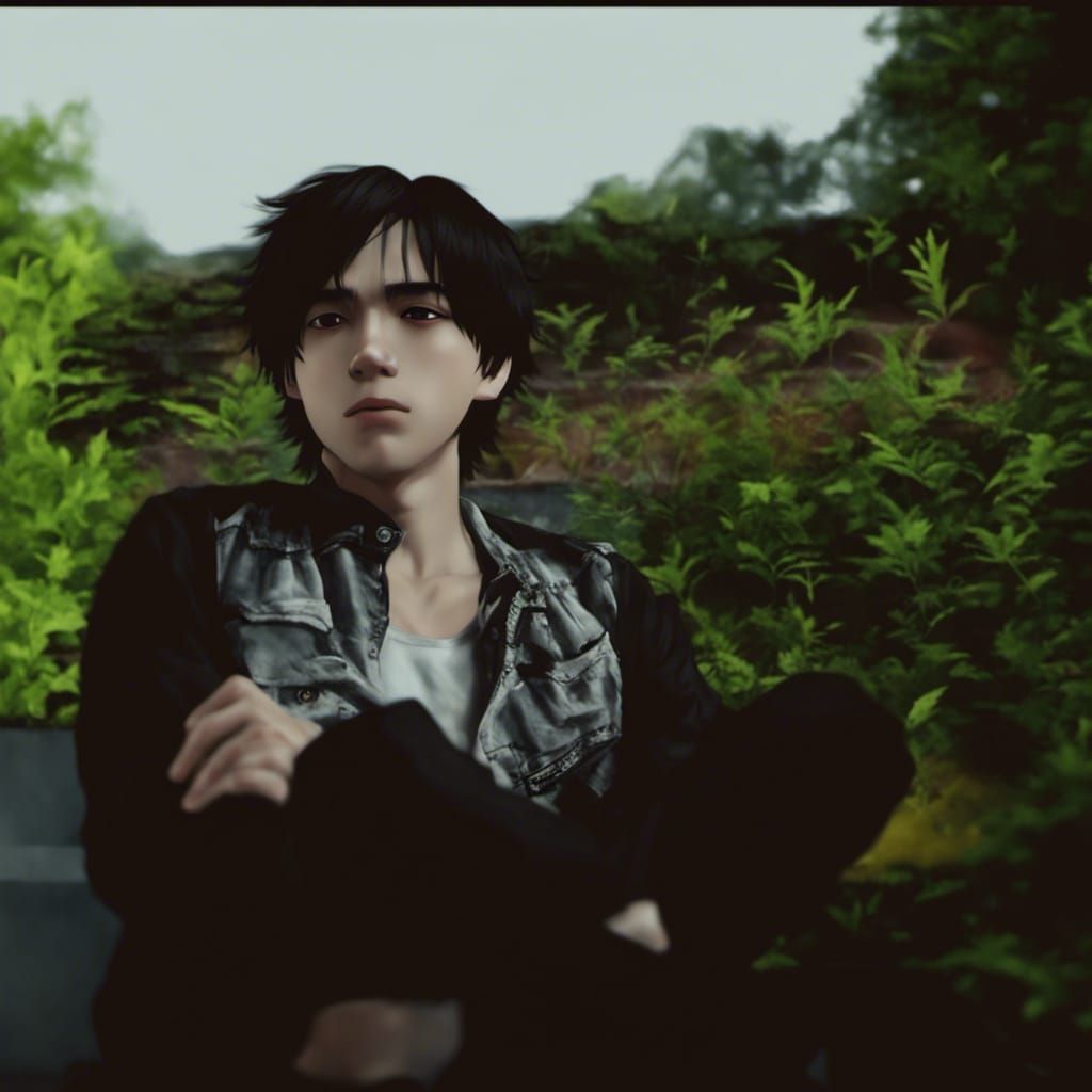 Anime Black-Haired Boy Portrait