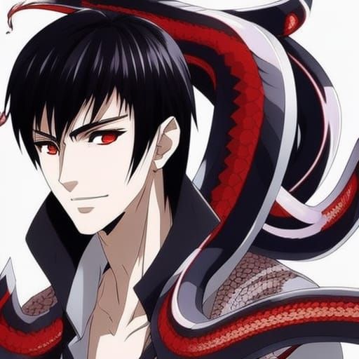 Anime Style Portrait of Man with Snake